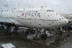 airplane in rain